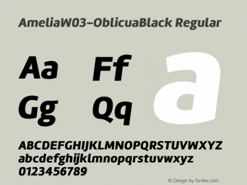 AmeliaW03-OblicuaBlack Regular Version 1.10 Font Sample