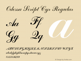 Odessa Script Cyr Regular Altsys Fontographer 3.5  6/26/92 Font Sample