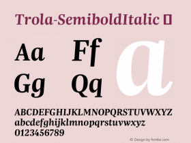 Trola-SemiboldItalic ☞ Version 1.000;com.myfonts.easy.tipografies.trola.semibold-italic.wfkit2.version.3V6B图片样张