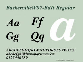 BaskervilleW07-BdIt Regular Version 1.00 Font Sample