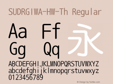 SUDRGIWA-HW-Th Regular Version 4.22 Font Sample