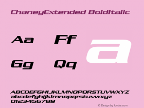 ChaneyExtended BoldItalic Altsys Fontographer 4.1 5/26/96 Font Sample