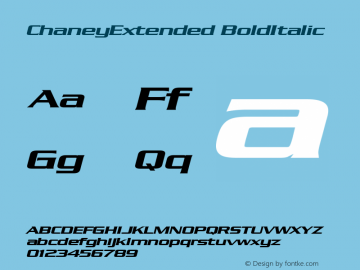 ChaneyExtended BoldItalic Altsys Fontographer 4.1 5/26/96 Font Sample