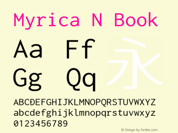 Myrica N Book Version 2.001.20141221 Font Sample