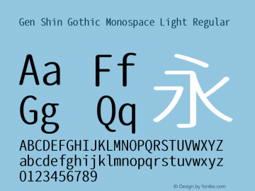 Gen Shin Gothic Monospace Light Regular Version 1.058.20140828图片样张