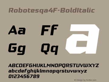 Robotesqa4F-BoldItalic ☞ 1.0;com.myfonts.easy.4thfebruary.robotesqa-4f.bold-italic.wfkit2.version.46QP Font Sample