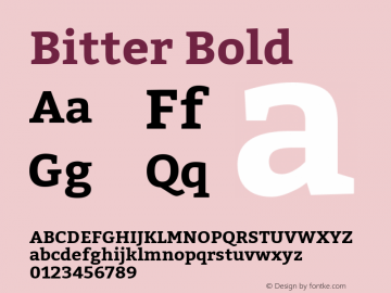 Bitter Bold Version 001.001 Font Sample