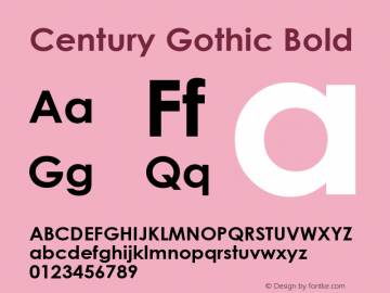 Century Gothic Bold Version 2.35 Font Sample