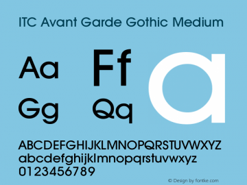 ITC Avant Garde Gothic Medium 2.0-1.0 Font Sample