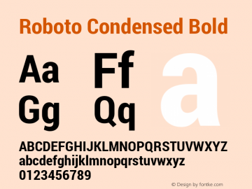 Roboto Condensed Bold Version 1.100138; 2012 Font Sample