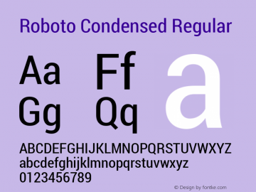 Roboto Condensed Regular Version 1.100138; 2012 Font Sample