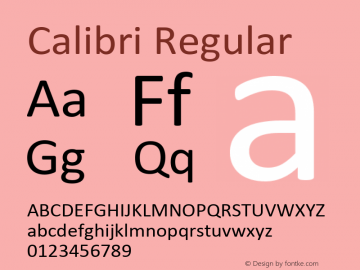 Calibri Regular Version 1.02 Font Sample
