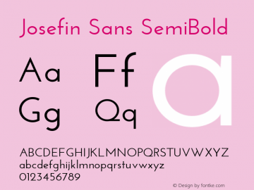Josefin Sans SemiBold Version 1.0 Font Sample