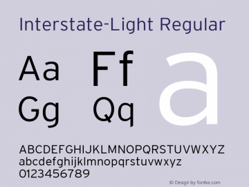 Interstate-Light Regular Version 001.000 Font Sample