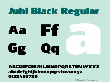 Juhl Black Regular Version 1.000;PS 001.000;hotconv 1.0.70;makeotf.lib2.5.58329 Font Sample