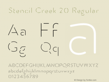 Stencil Creek 20 Regular Version 1.000;PS 001.000;hotconv 1.0.70;makeotf.lib2.5.58329 Font Sample