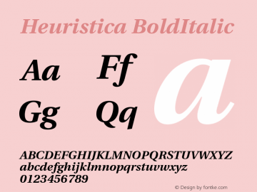 Heuristica BoldItalic Version 1.0.2 Font Sample