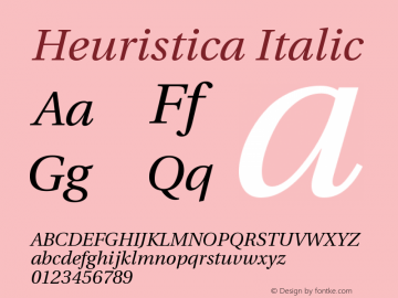 Heuristica Italic Version 1.0.2 Font Sample