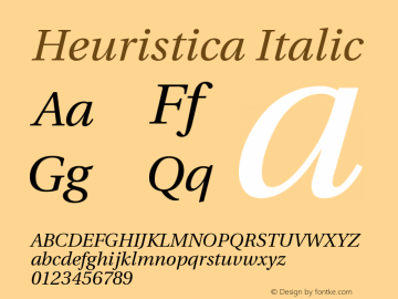 Heuristica Italic Version 1.0.2 Font Sample