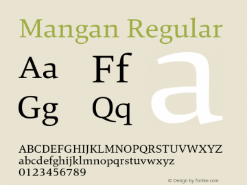 Mangan Regular Version 1.000 Font Sample