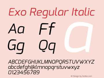 Exo Regular Italic Version 1.00 Font Sample