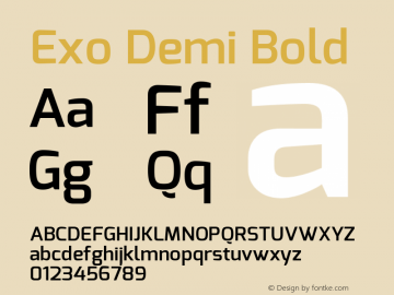 Exo Demi Bold Version 1.00 Font Sample