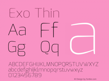 Exo Thin Version 1.00 Font Sample