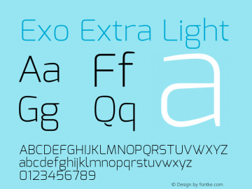 Exo Extra Light Version 1.00 ; ttfautohint (v0.94) -l 8 -r 50 -G 200 -x 14 -w 