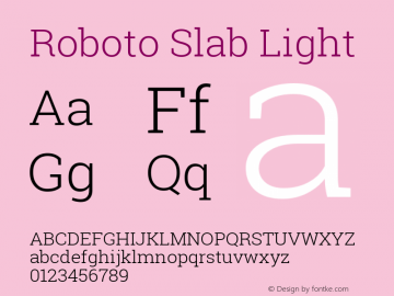 Roboto Slab Light Version 1.100262; 2013图片样张