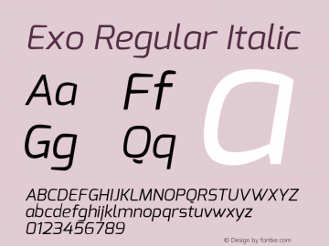 Exo Regular Italic Version 1.00图片样张
