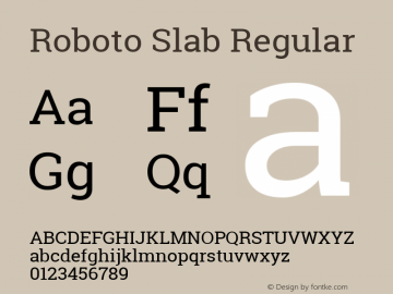 Roboto Slab Regular Version 1.100262; 2013 Font Sample