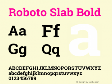 Roboto Slab Bold Version 1.100262; 2013; ttfautohint (v0.94) -l 8 -r 50 -G 200 -x 14 -w 