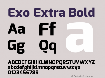 Exo Extra Bold Version 1.00 Font Sample