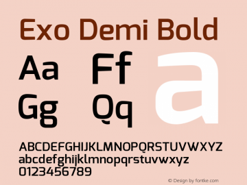 Exo Demi Bold Version 1.00图片样张