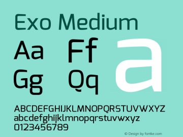 Exo Medium Version 1.00 Font Sample