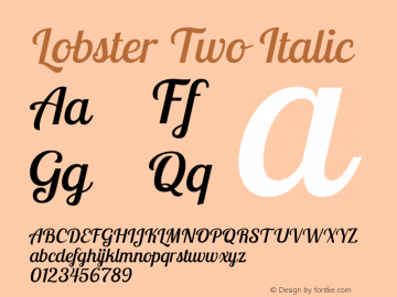 Lobster Two Italic Version 1.006; ttfautohint (v0.94) -l 8 -r 50 -G 200 -x 14 -w 