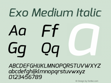 Exo Medium Italic Version 1.00图片样张