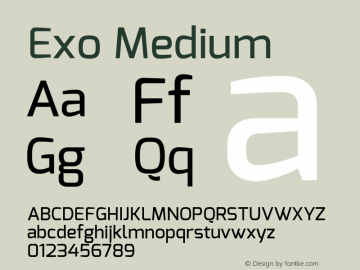 Exo Medium Version 1.00 Font Sample