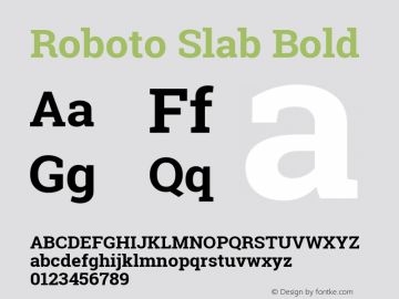 Roboto Slab Bold Version 1.100262; 2013; ttfautohint (v0.94) -l 8 -r 50 -G 200 -x 14 -w 