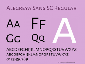 Alegreya Sans SC Regular Version 1.002;PS 001.002;hotconv 1.0.70;makeotf.lib2.5.58329 DEVELOPMENT图片样张