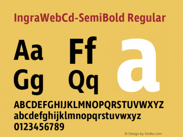 IngraWebCd-SemiBold Regular Version 1.001;PS 001.001;hotconv 1.0.70;makeotf.lib2.5.58329 Font Sample