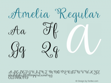 Amelia Regular Version 1.000;PS 001.000;hotconv 1.0.70;makeotf.lib2.5.58329图片样张