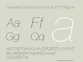 NeueHaasGroteskDispW04-16UltThIt Regular Version 1.10 Font Sample