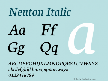 Neuton Italic Version 1.31 Font Sample