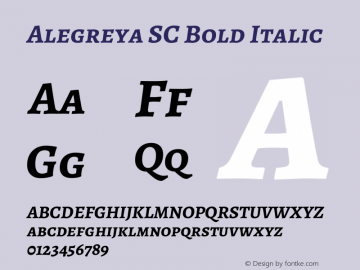 Alegreya SC Bold Italic Version 1.003 Font Sample