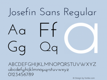 Josefin Sans Regular Version 1.0 Font Sample