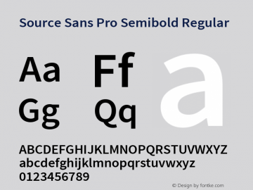 Source Sans Pro Semibold Regular Version 1.038;PS Version 1.000;hotconv 1.0.70;makeotf.lib2.5.5900图片样张