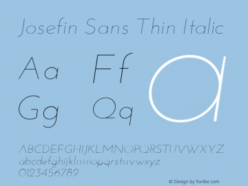 Josefin Sans Thin Italic Version 1.0 Font Sample