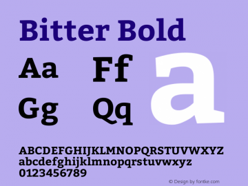 Bitter Bold Version 001.001 Font Sample