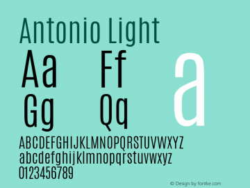 Antonio Light Version 1 ; ttfautohint (v0.94.20-1c74) -l 8 -r 50 -G 200 -x 0 -w 